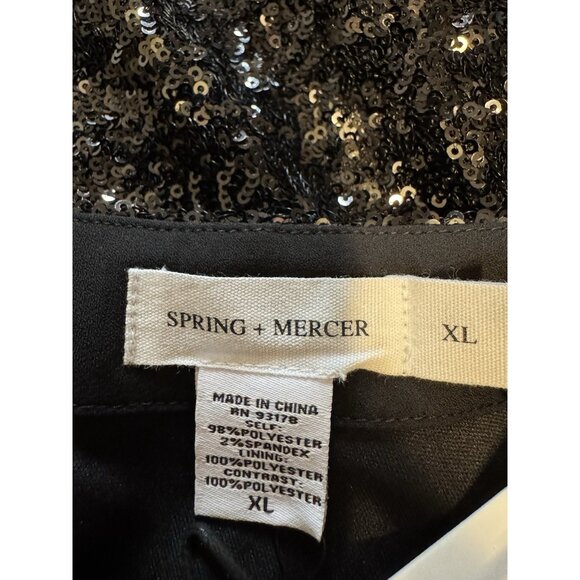 Spring + Mercer Dress XL Black Sequin One Long Sleeve Party Wedding Cruise NEW - Picture 9 of 11